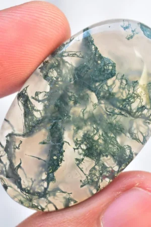 Green Moss Agate Cabochon / High Quality Green Moss Agate Gemstone / Oval Shape / 38.60 Ct. / 37x22x5 mm / Loose Gemstone / J-46