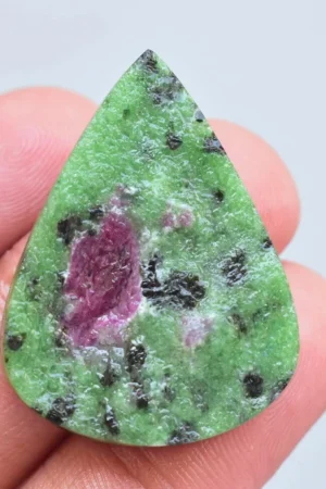 Ruby Zoisite Druzy Cabochon / Ruby Zoisite Druzy Gemstone / Pear Shape / 54.40 Ct. / 35x26x7 mm / Loose Gemstone / M-597