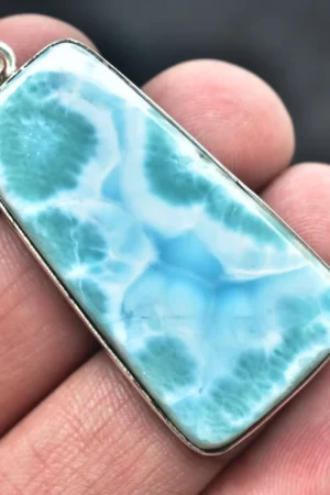 Larimar Cabochon / Stamped 925 Sterling Silver Pendant / For Jewelry / Freeform Shape / Loose Gemstone Jewelry P-160