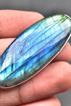 Blue Labradorite Cabochon Pendant / Stamped 925 Sterling Silver Pendant / Blue Fire Jewelry / Oval Shape / Loose Gemstone Jewelry P-171