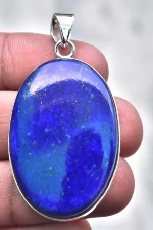 Lapis Lazuli Cabochon Pendant / Stamped 925 Sterling Silver Pendant / Moonstone Jewelry / Oval Shape / Loose Gemstone Jewelry P-244