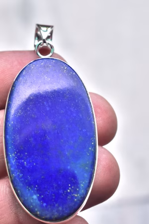 Lapis Lazuli Cabochon Pendant / Stamped 925 Sterling Silver Pendant / Moonstone Jewelry / Oval Shape / Loose Gemstone Jewelry P-244