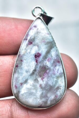 Title: Pink Tourmaline Cabochon / Stamped 925 Sterling Silver Pendant / For Jewelry / Pear Shape / Loose Gemstone Jewelry P‑349