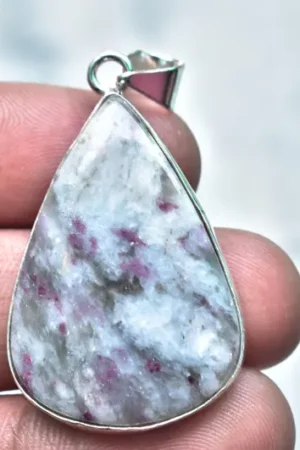 Title: Pink Tourmaline Cabochon / Stamped 925 Sterling Silver Pendant / for Jewelry / Pear Shape / Loose Gemstone Jewelry P‑349