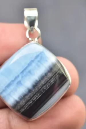Blue Opal Cabochon / Stamped 925 Sterling Silver Pendant / For Jewelry / Cushion Shape / Loose Gemstone Jewelry P-532