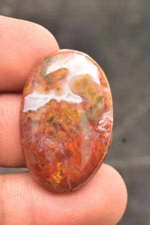 Title: Seam Agate Cabochon / Moroccan Seam Agate Gemstone / Moroccan Agate / For Jewelry / Oval Shape / 35.15 Ct / 32×21×6 mm / Loose Gemstone / Q-153