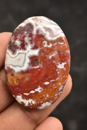 Title: Seam Agate Cabochon / Moroccan Seam Agate Gemstone / Moroccan Agate / For Jewelry / Oval Shape / 59.90 Ct / 42×29×5 mm / Loose Gemstone / Q-154