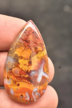 Title: Seam Agate Cabochon / Moroccan Seam Agate Gemstone / Moroccan Agate / For Jewelry / Pear Shape / 40.00 Ct / 40×22×5 mm / Loose Gemstone / Q-159