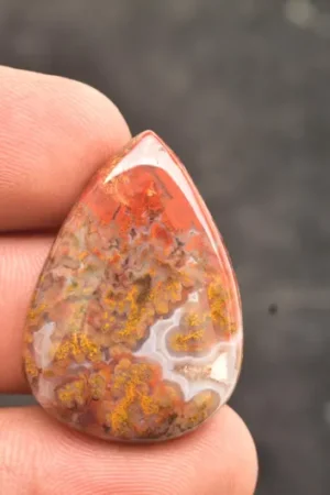 Title: Seam Agate Cabochon / Moroccan Seam Agate Gemstone / Moroccan Agate / For Jewelry / Pear Shape / 35.00 Ct / 32x23x6 mm. Loose Gemstone Q-157
