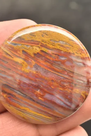 Title: Seam Agate Cabochon / Moroccan Seam Agate Gemstone / Moroccan Agate / For Jewelry / Round Shape / 79.95 Ct / 40x5 mm. / Loose Gemstone Q-147