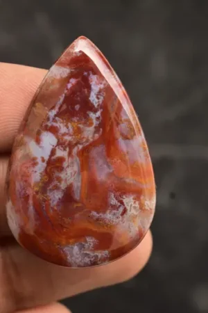 Title: Seam Agate Cabochon / Moroccan Seam Agate Gemstone / Moroccan Agate / For Jewelry / Pear Shape / 45.00 Ct / 40×25×6 mm / Loose Gemstone / Q-158