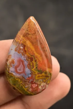 Title: Seam Agate Cabochon / Moroccan Seam Agate Gemstone / Moroccan Agate / For Jewelry / Pear Shape / 42.00 Ct / 38×23×6 mm / Loose Gemstone Q-160