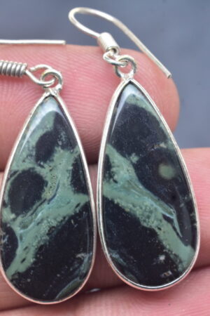 Kambaba Jasper Cabochon / Plated Silver Earring / For Jewelry / Pear Shape / Loose Gemstone Jewelrys A-220