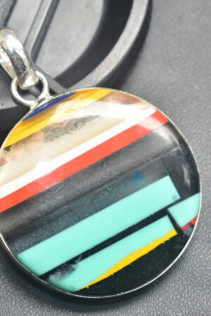 Surfite Cabochon / Plated Silver Pendant / For Jewelry / Round Shape / Loose Gemstone Jewelrys A-267