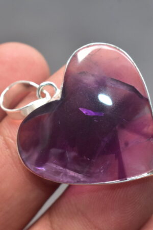 Amethyst Star Cabochon / Plated Silver Pendant / For Jewelry / Heart Shape / Loose Gemstone Jewelrys A-253