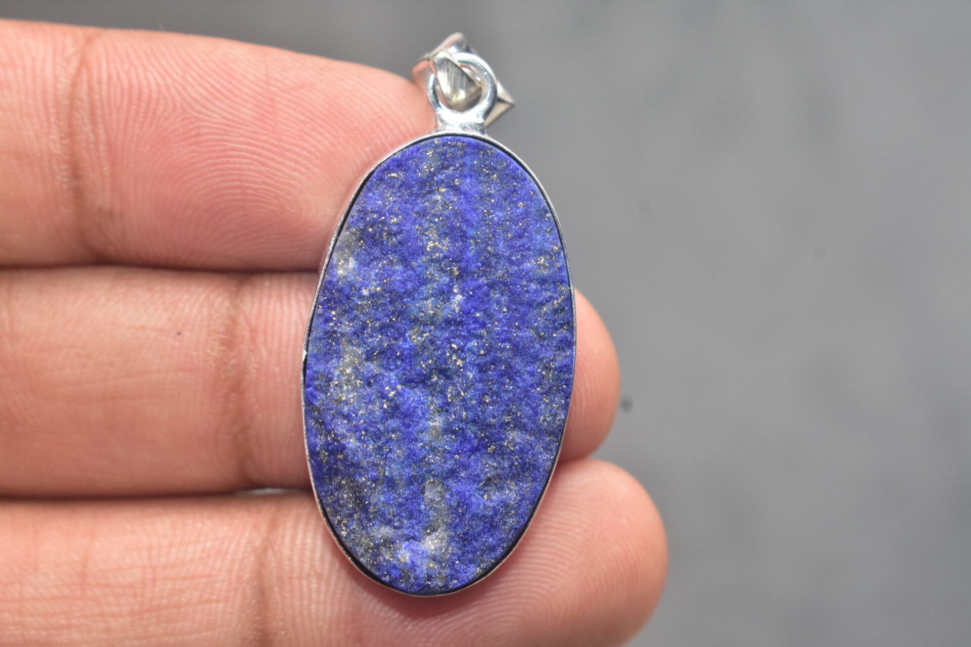 Lapis Lazuli Cabochon / Plated Silver Pendant / For Jewelry / Oval Shape / Loose Gemstone Jewelrys A-279