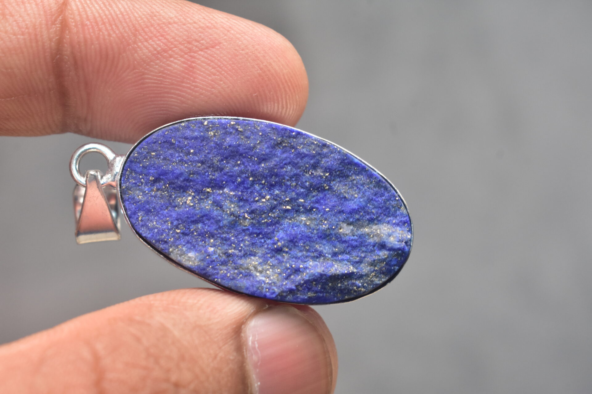 Lapis Lazuli Cabochon / Plated Silver Pendant / For Jewelry / Oval Shape / Loose Gemstone Jewelrys A-279 - Image 3