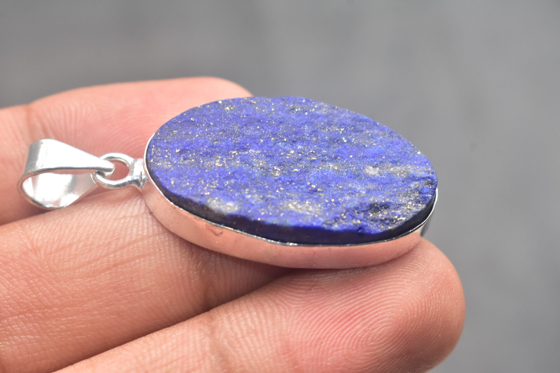 Lapis Lazuli Cabochon / Plated Silver Pendant / For Jewelry / Oval Shape / Loose Gemstone Jewelrys A-279 - Image 4