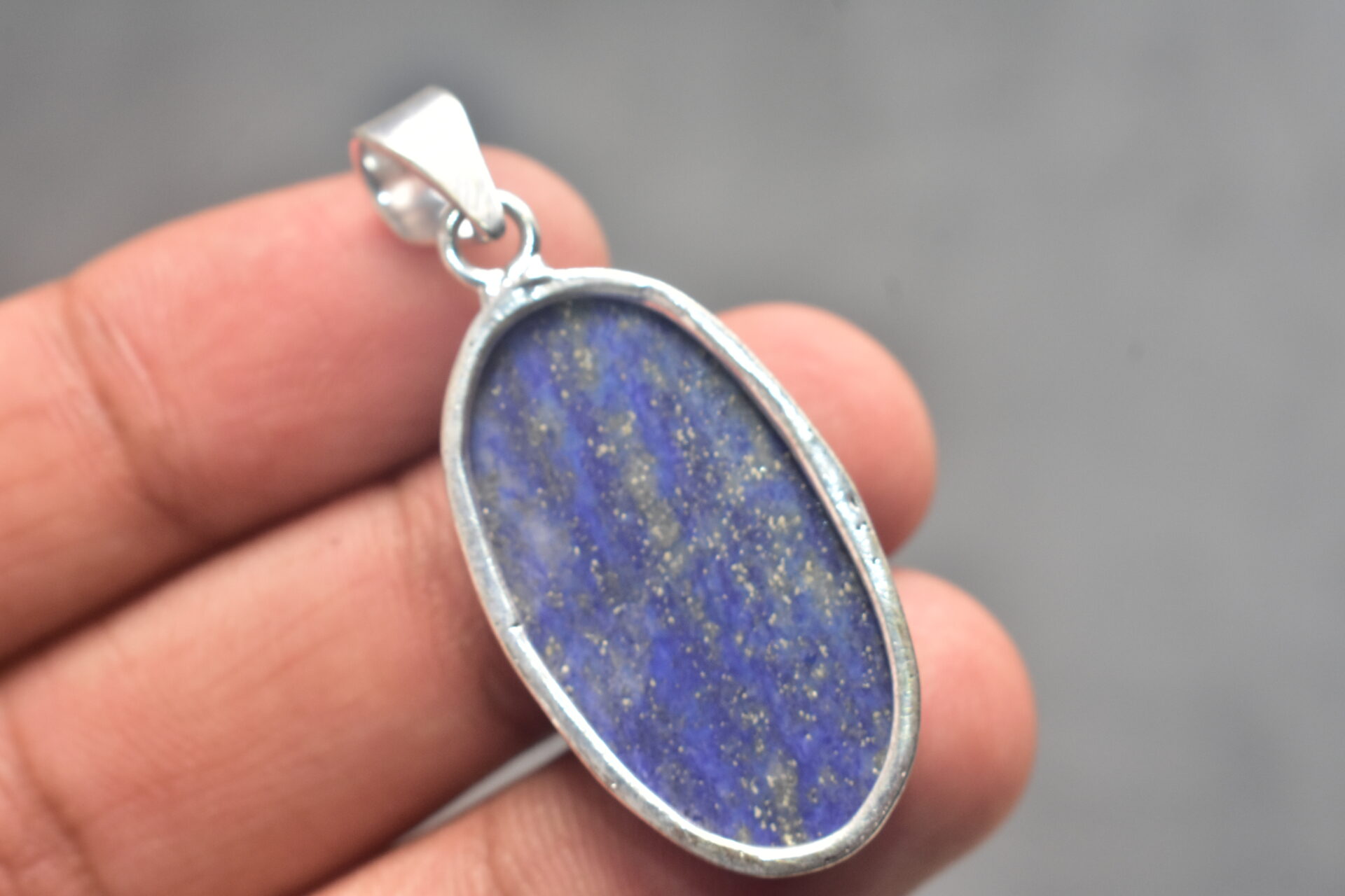 Lapis Lazuli Cabochon / Plated Silver Pendant / For Jewelry / Oval Shape / Loose Gemstone Jewelrys A-279 - Image 5