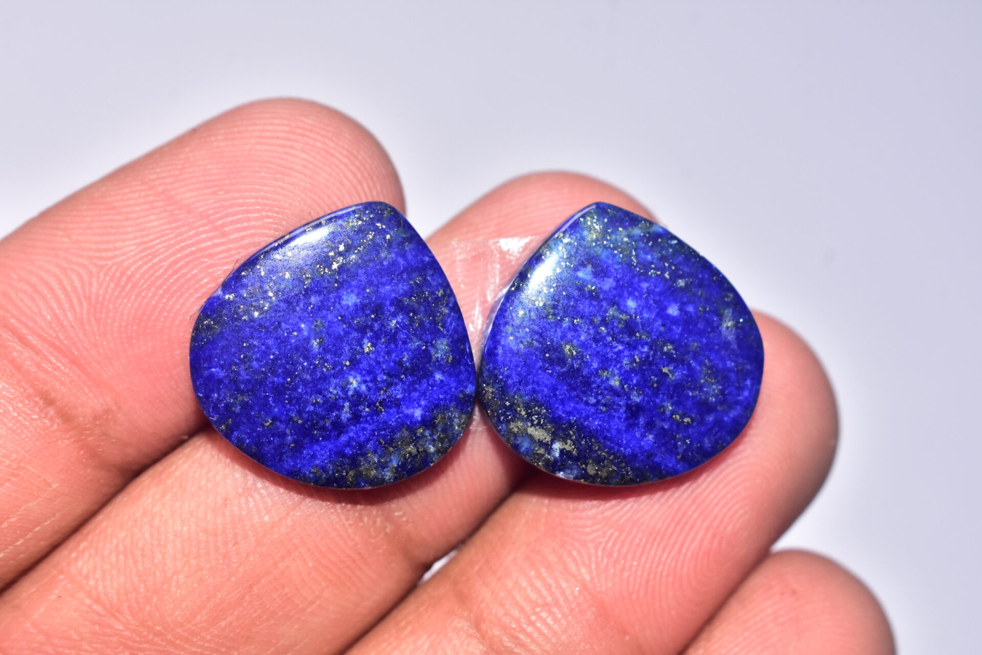 Lapis Lazuli Pair Cabochon / Lapis Lazuli Pair Gemstone / For Jewelry / Freeform Shape / 24.45 ct. / 18x18x4 mm. / Loose Gemstone Q-709