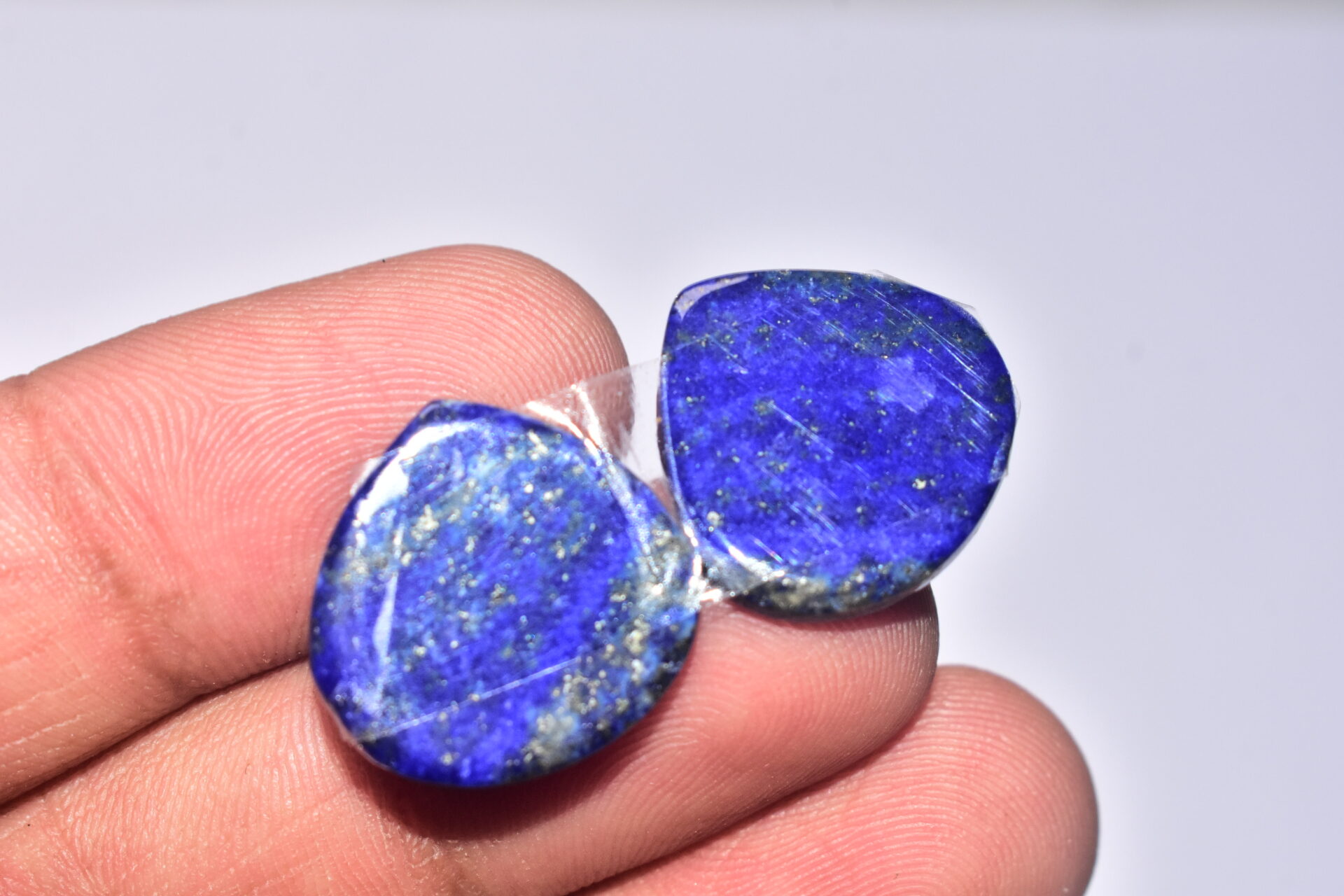 Lapis Lazuli Pair Cabochon / Lapis Lazuli Pair Gemstone / For Jewelry / Freeform Shape / 24.45 ct. / 18x18x4 mm. / Loose Gemstone Q-709 - Image 5