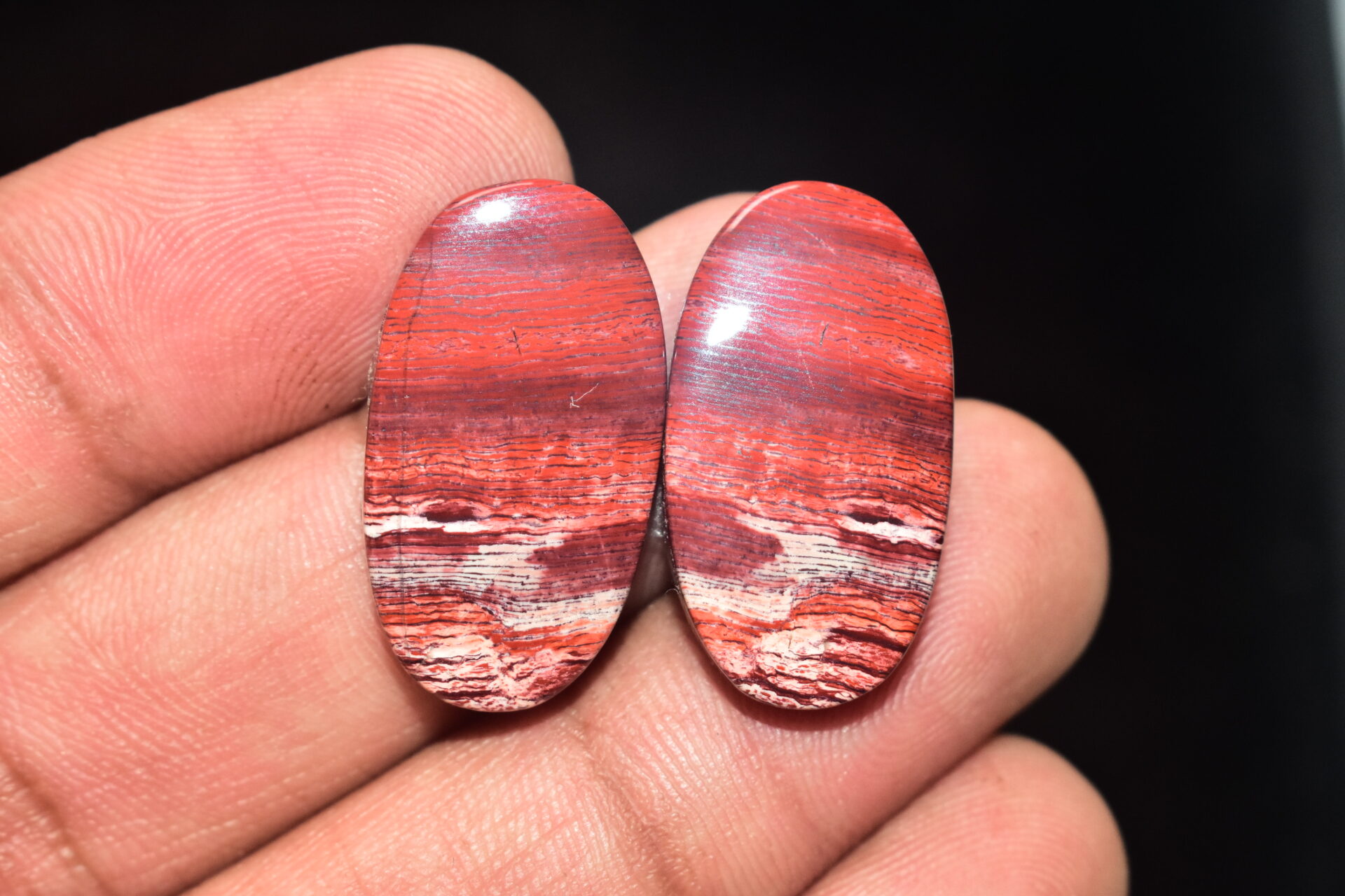 Snake Skin Jasper Pair Cabochon / Snake Skin Jasper Pair Gemstone / Oval Shape / 39.05 ct. / 26x14x5 mm. / Loose Gems / Q-725