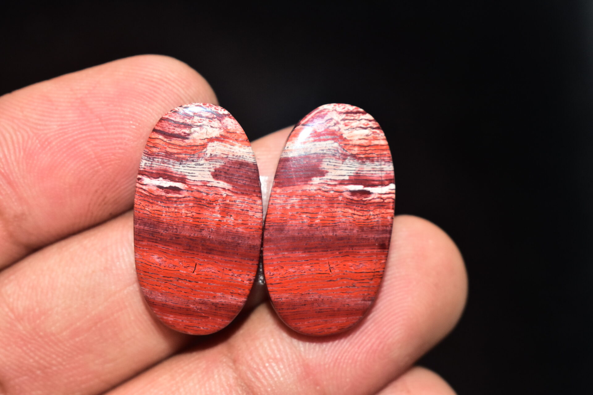 Snake Skin Jasper Pair Cabochon / Snake Skin Jasper Pair Gemstone / Oval Shape / 39.05 ct. / 26x14x5 mm. / Loose Gems / Q-725 - Image 3