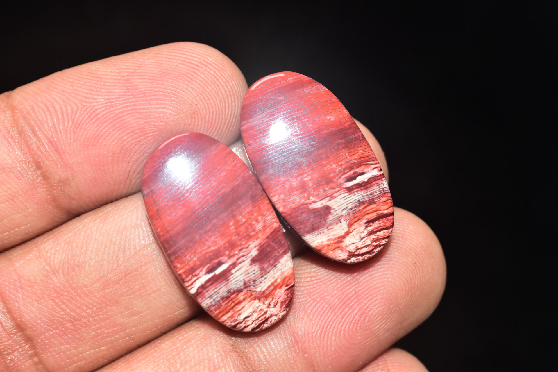 Snake Skin Jasper Pair Cabochon / Snake Skin Jasper Pair Gemstone / Oval Shape / 39.05 ct. / 26x14x5 mm. / Loose Gems / Q-725 - Image 4