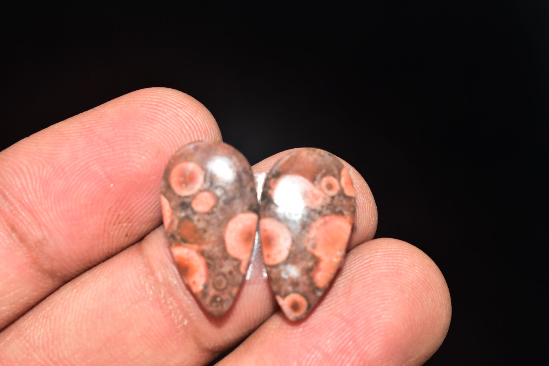Poppy Jasper Pair Cabochon / Poppy Jasper Pair Gemstone / For Earrings / Pear Shape / 11.70 Ct. / 20x11x4 mm. Loose Gemstone / Q-777 - Image 3
