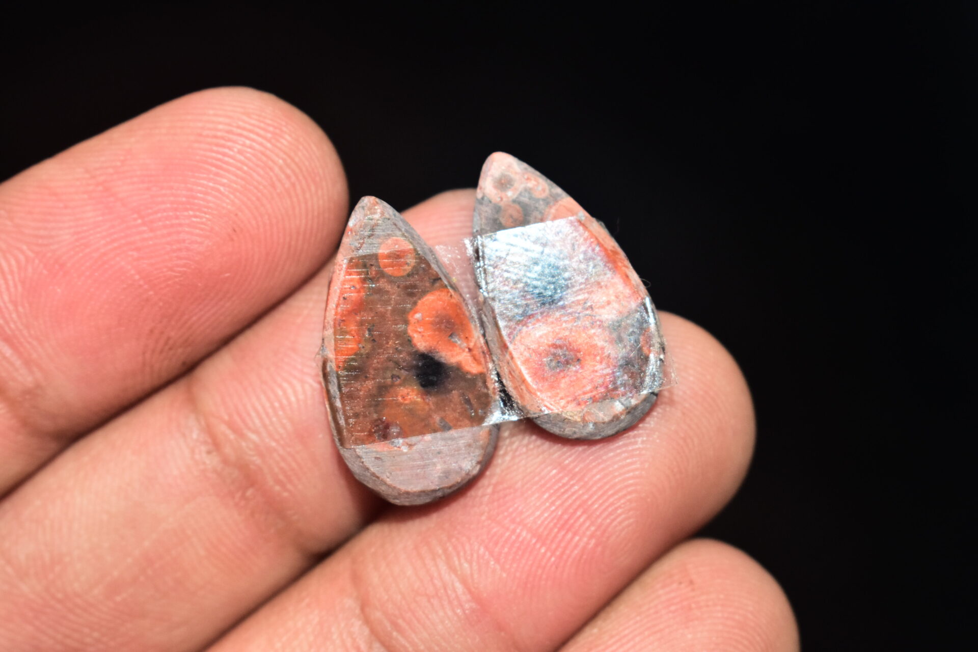 Poppy Jasper Pair Cabochon / Poppy Jasper Pair Gemstone / For Earrings / Pear Shape / 11.70 Ct. / 20x11x4 mm. Loose Gemstone / Q-777 - Image 5
