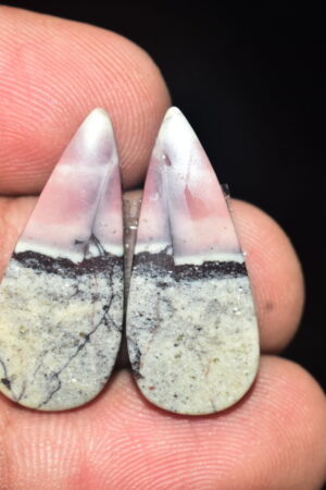 Porcelain Jasper Pair Cabochon / Porcelain Jasper Pair Gemstone / Exotica Jasper Pair / Pear Shape / 21.70 Ct. / 27x12x4 mm. / Q-733