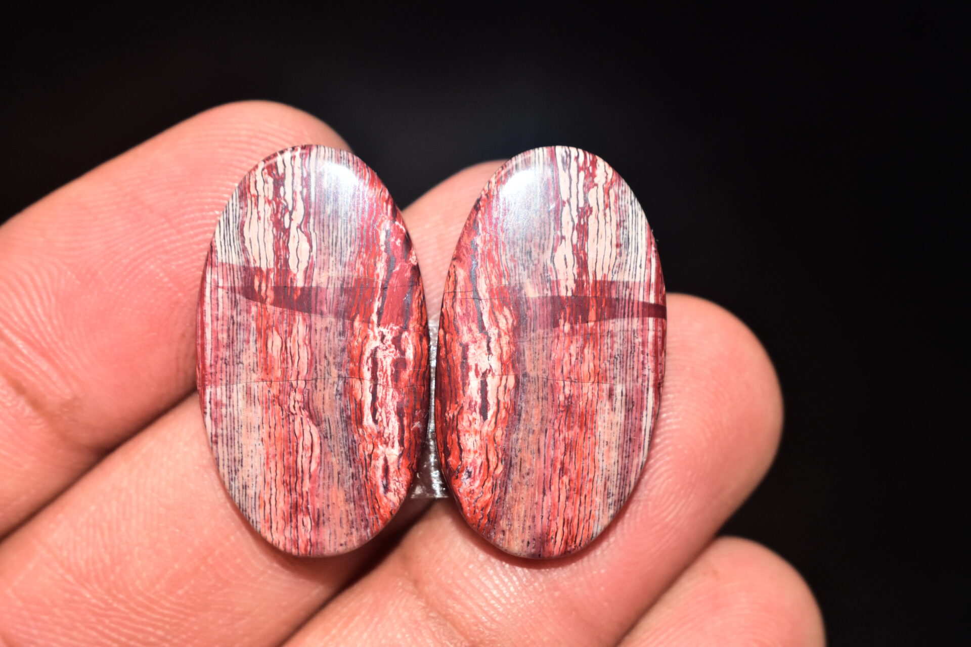 Snake Skin Jasper Pair Cabochon / Snake Skin Jasper Pair Gemstone / Oval Shape / 34.10 ct. / 28x15x4 mm. / Loose Gems / Q-723
