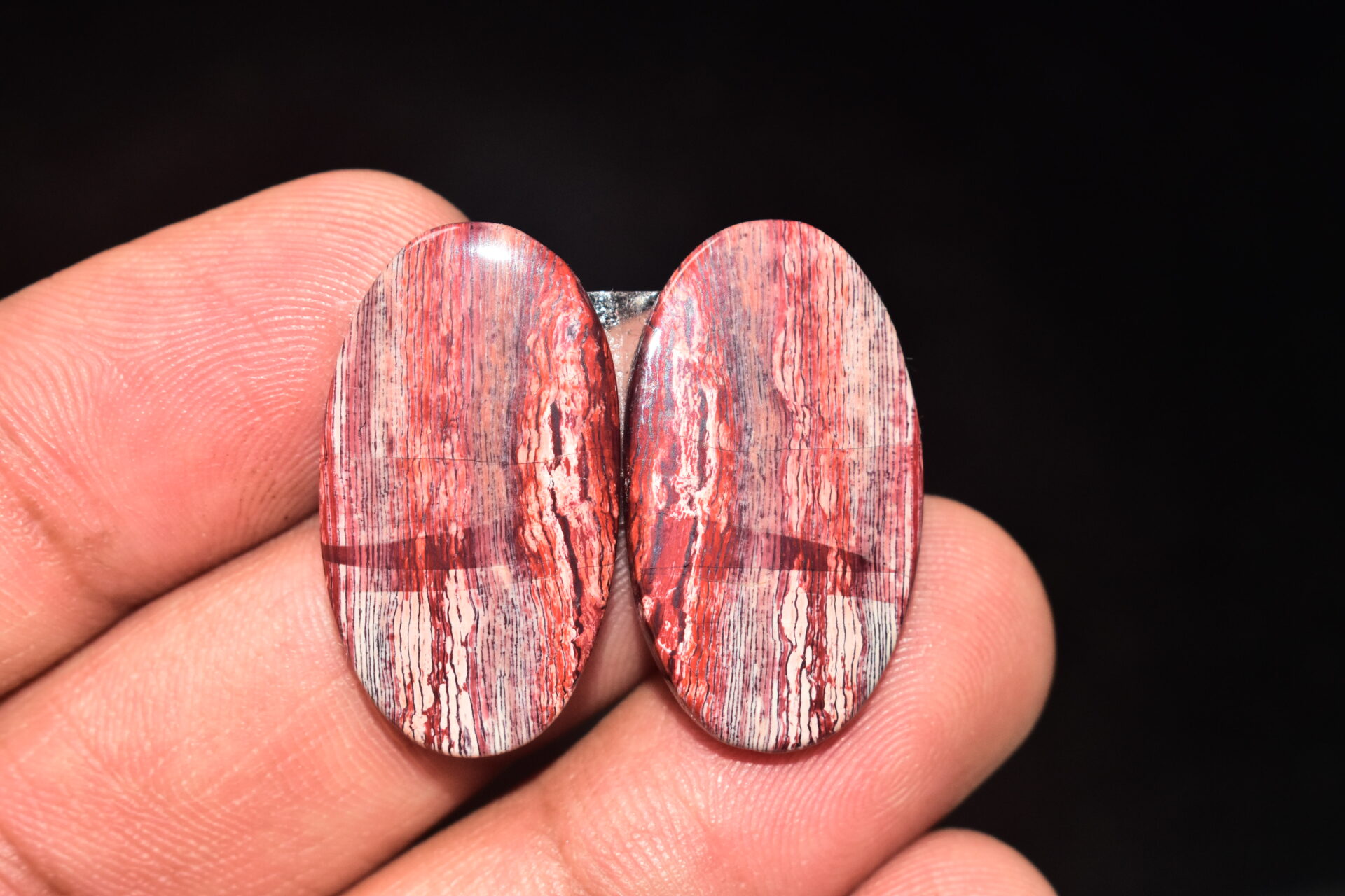 Snake Skin Jasper Pair Cabochon / Snake Skin Jasper Pair Gemstone / Oval Shape / 34.10 ct. / 28x15x4 mm. / Loose Gems / Q-723 - Image 3