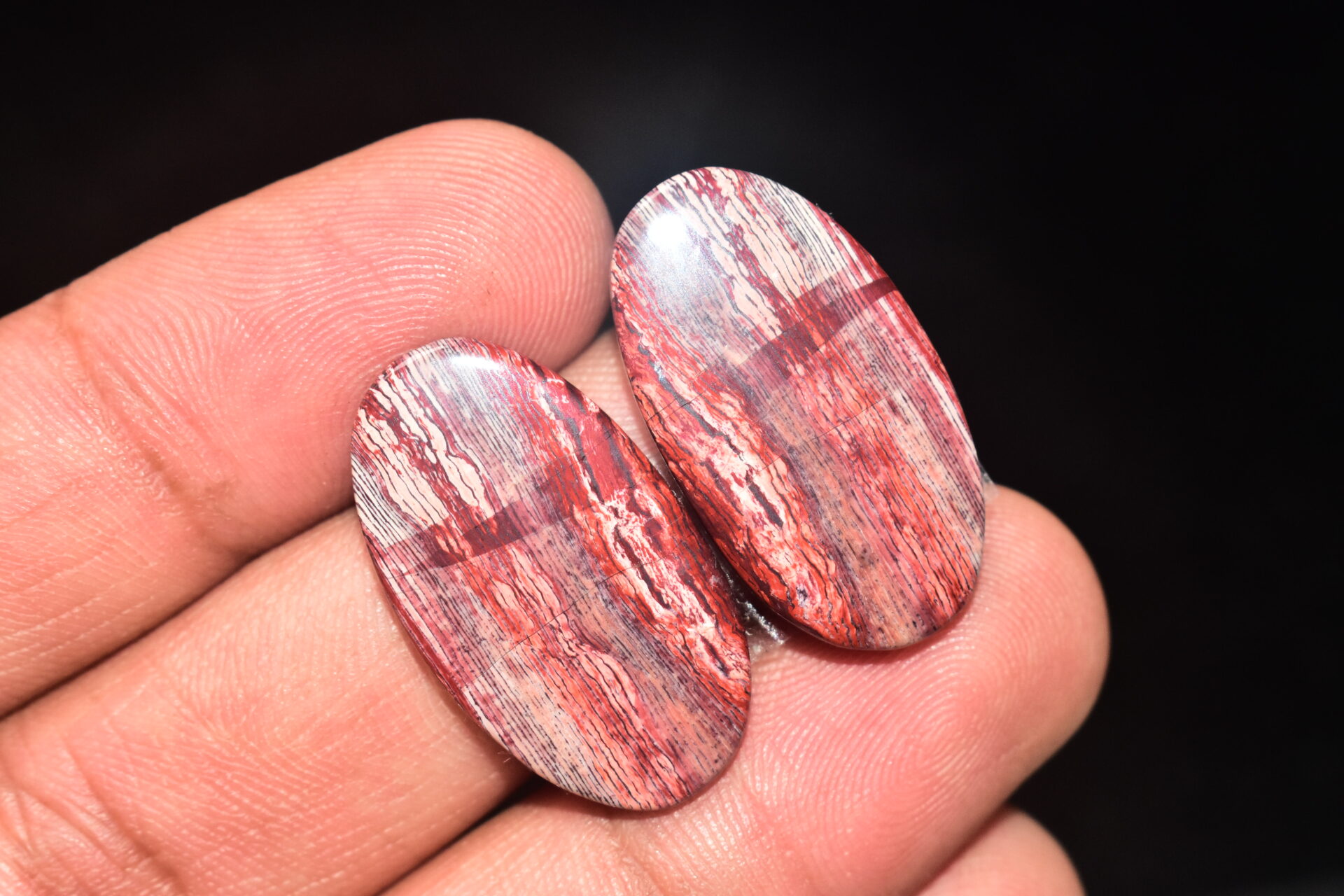 Snake Skin Jasper Pair Cabochon / Snake Skin Jasper Pair Gemstone / Oval Shape / 34.10 ct. / 28x15x4 mm. / Loose Gems / Q-723 - Image 4