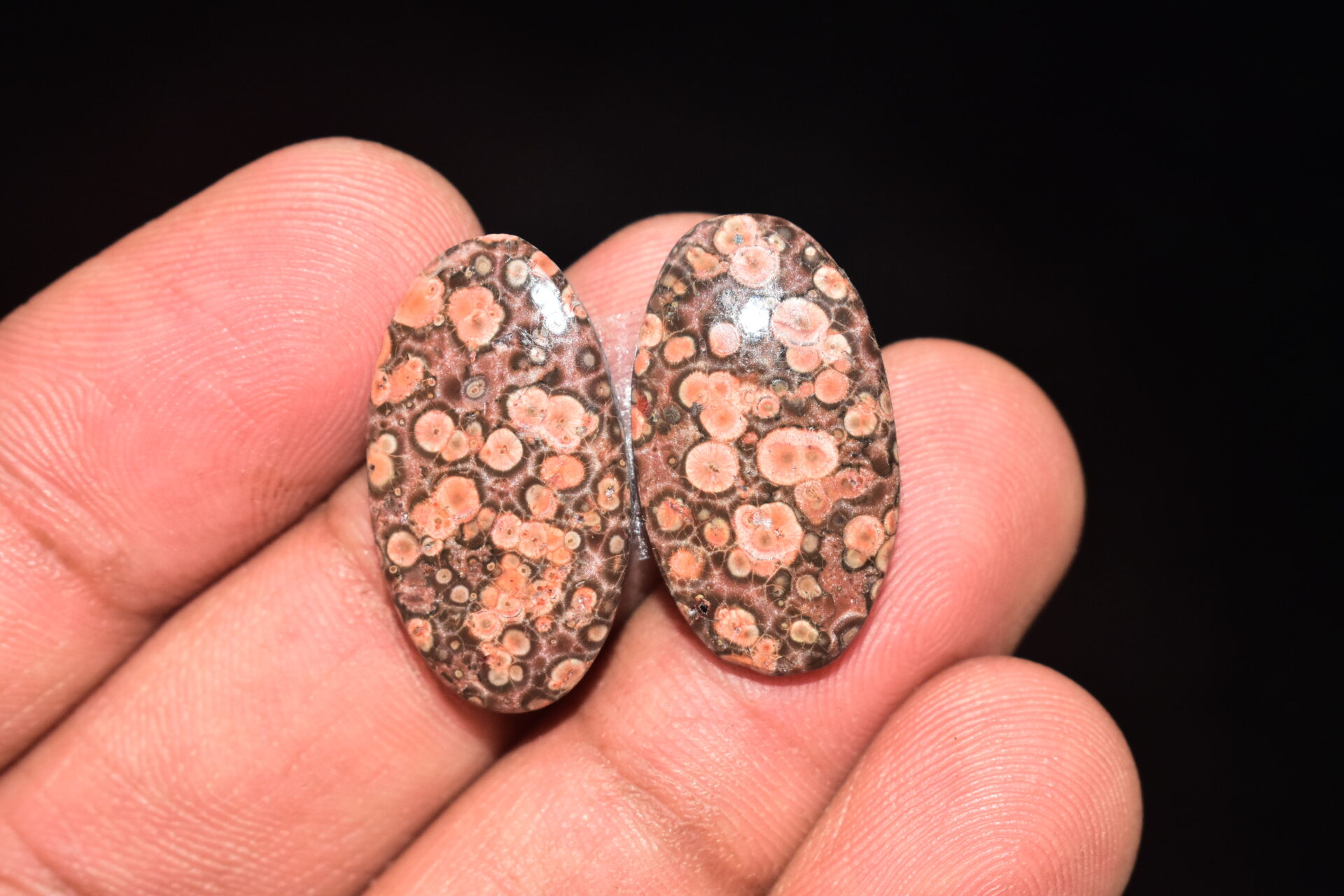 Poppy Jasper Pair Cabochon / Poppy Jasper Pair Gemstone / For Earrings / Oval Shape / 18.30 Ct. / 23x13x4 mm. Loose Gemstone / Q-774 - Image 3