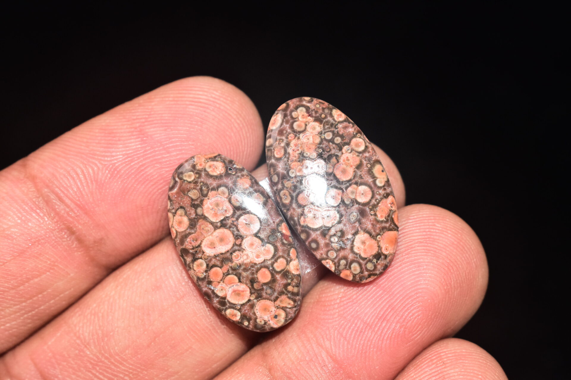 Poppy Jasper Pair Cabochon / Poppy Jasper Pair Gemstone / For Earrings / Oval Shape / 18.30 Ct. / 23x13x4 mm. Loose Gemstone / Q-774 - Image 4