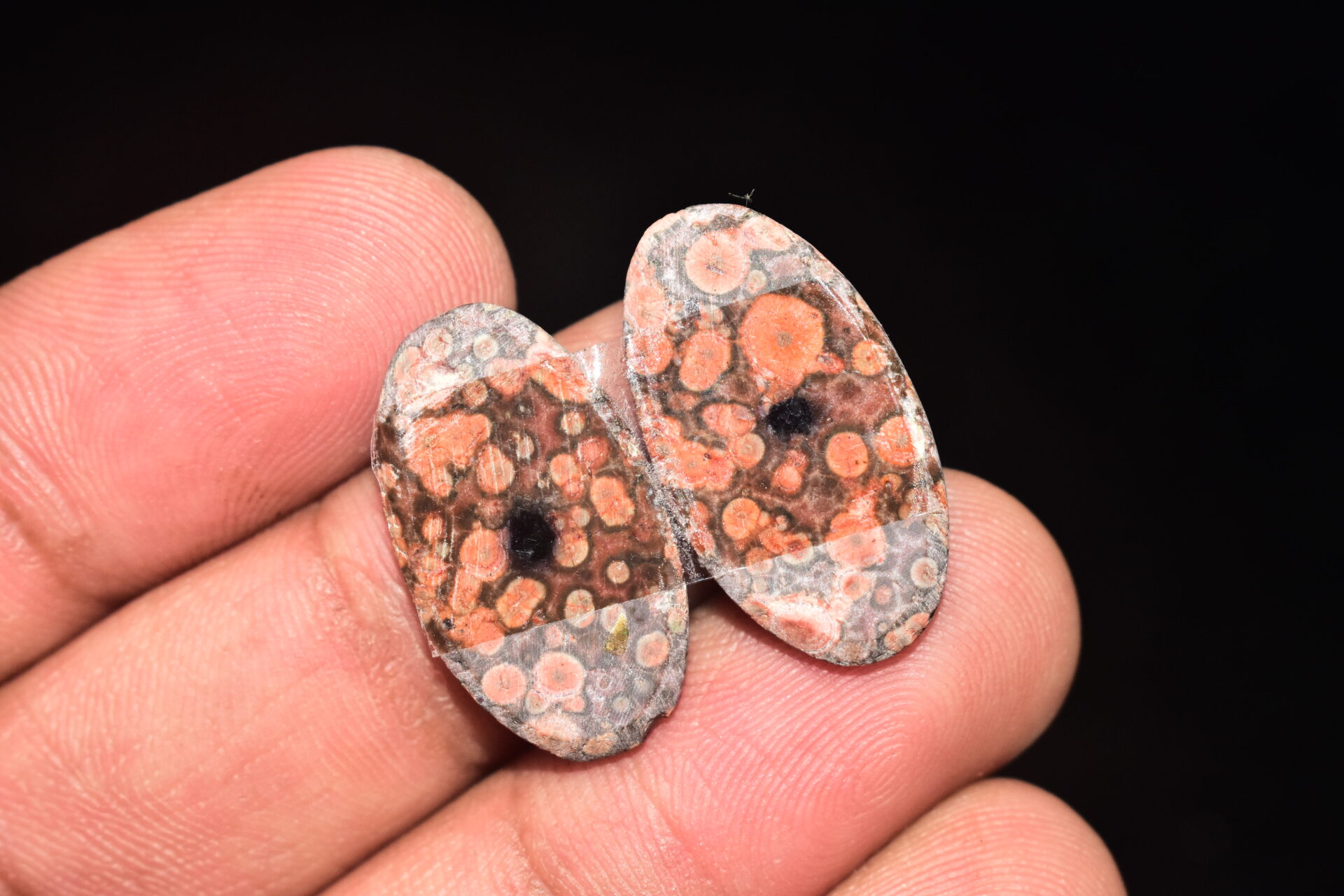 Poppy Jasper Pair Cabochon / Poppy Jasper Pair Gemstone / For Earrings / Oval Shape / 18.30 Ct. / 23x13x4 mm. Loose Gemstone / Q-774 - Image 5