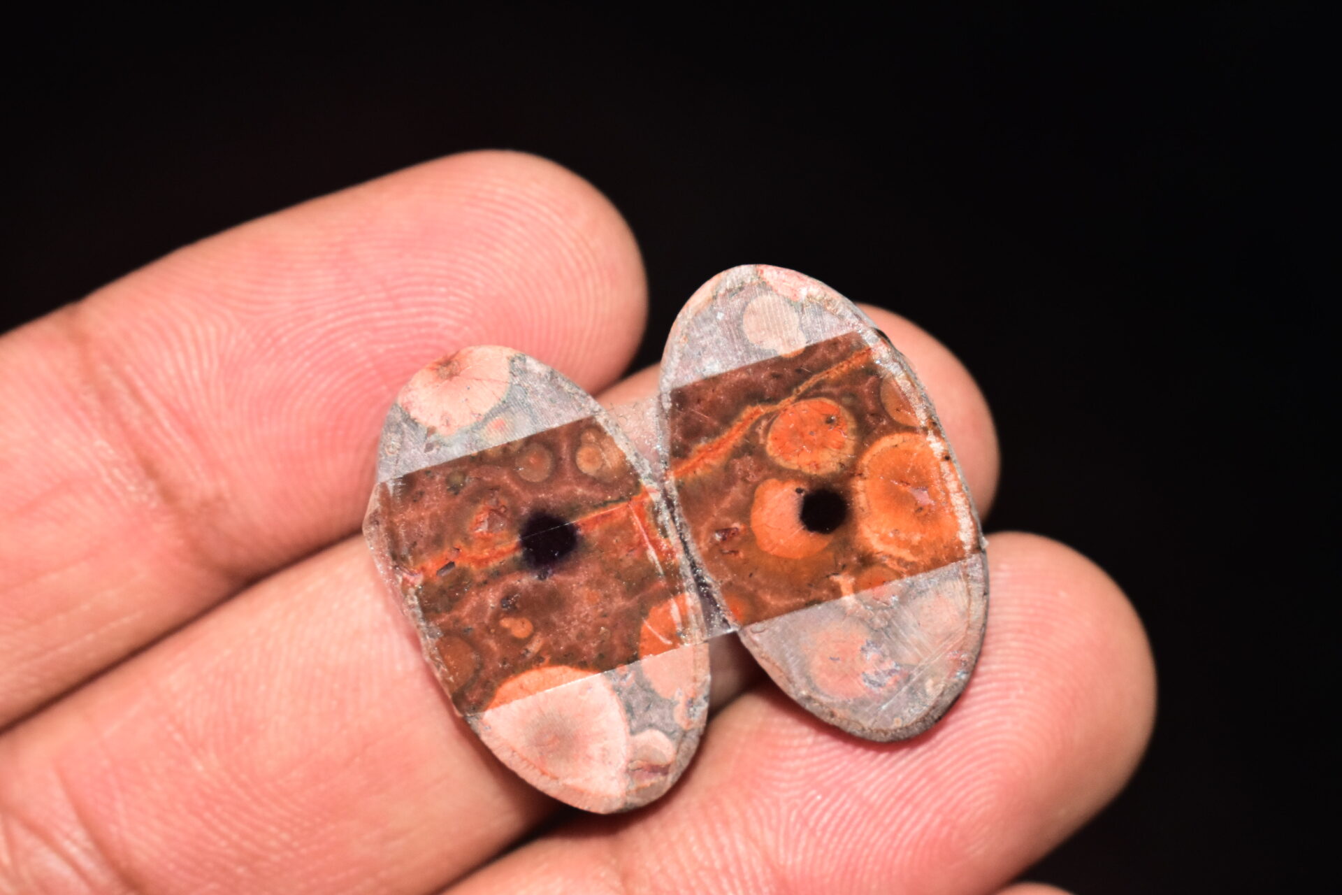 Poppy Jasper Pair Cabochon / Poppy Jasper Pair Gemstone / For Earrings / Oval Shape / 22.40 Ct. / 25x14x4 mm. Loose Gemstone / Q-746 - Image 5