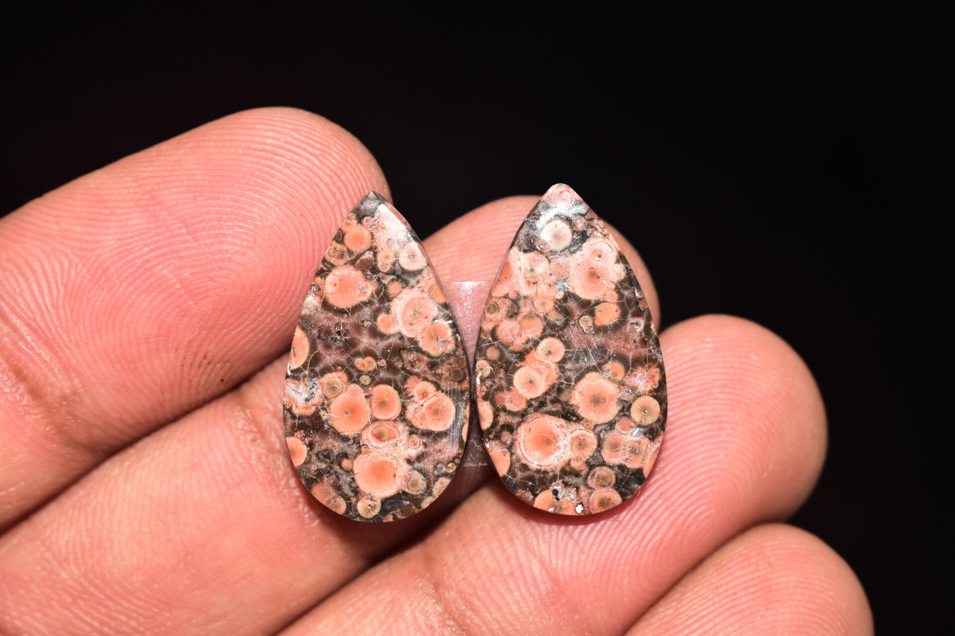Poppy Jasper Pair Cabochon / Poppy Jasper Pair Gemstone / For Earrings / Pear Shape / 14.50 Ct. / 22x12x3 mm. Loose Gemstone / Q-782