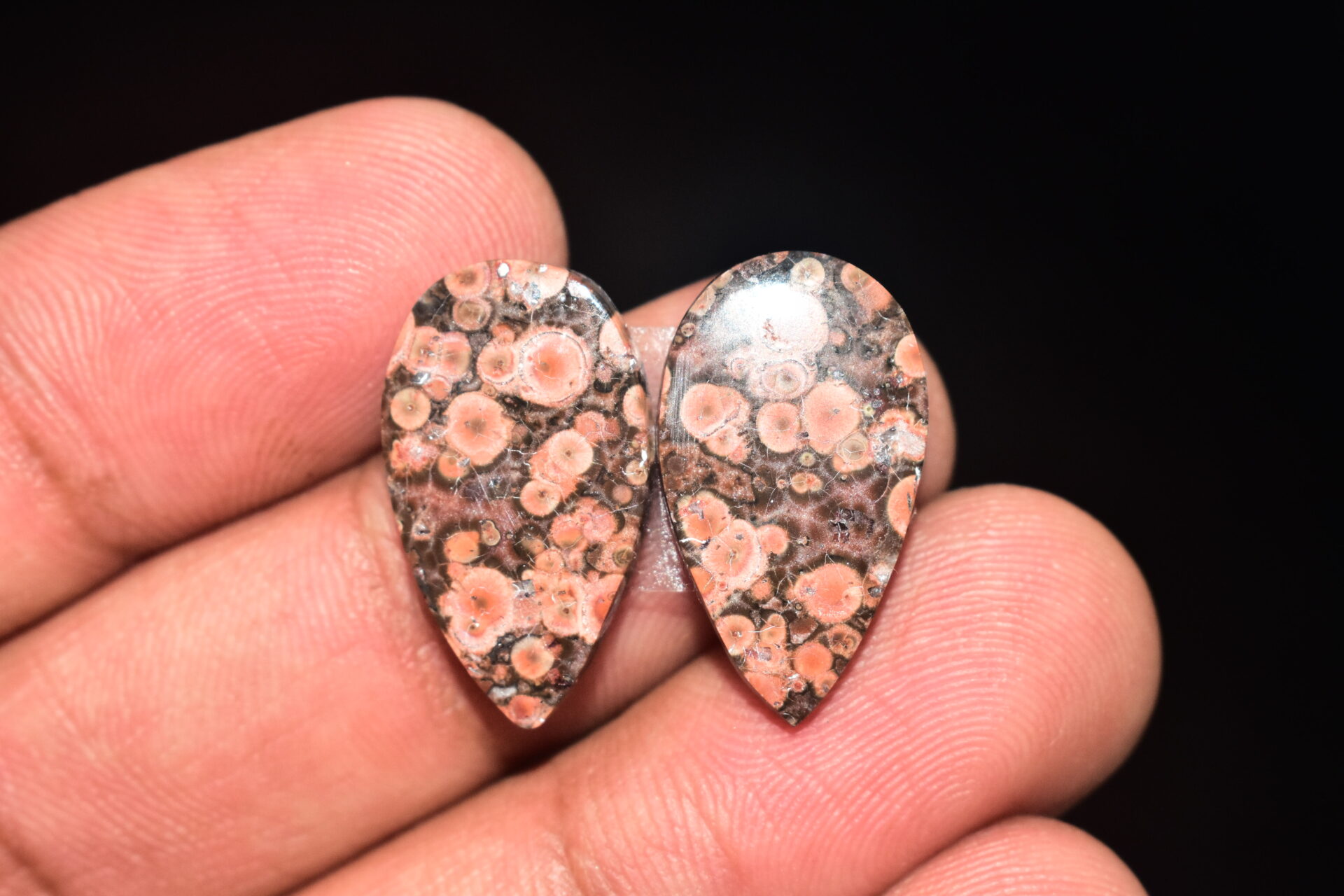 Poppy Jasper Pair Cabochon / Poppy Jasper Pair Gemstone / For Earrings / Pear Shape / 14.50 Ct. / 22x12x3 mm. Loose Gemstone / Q-782 - Image 3