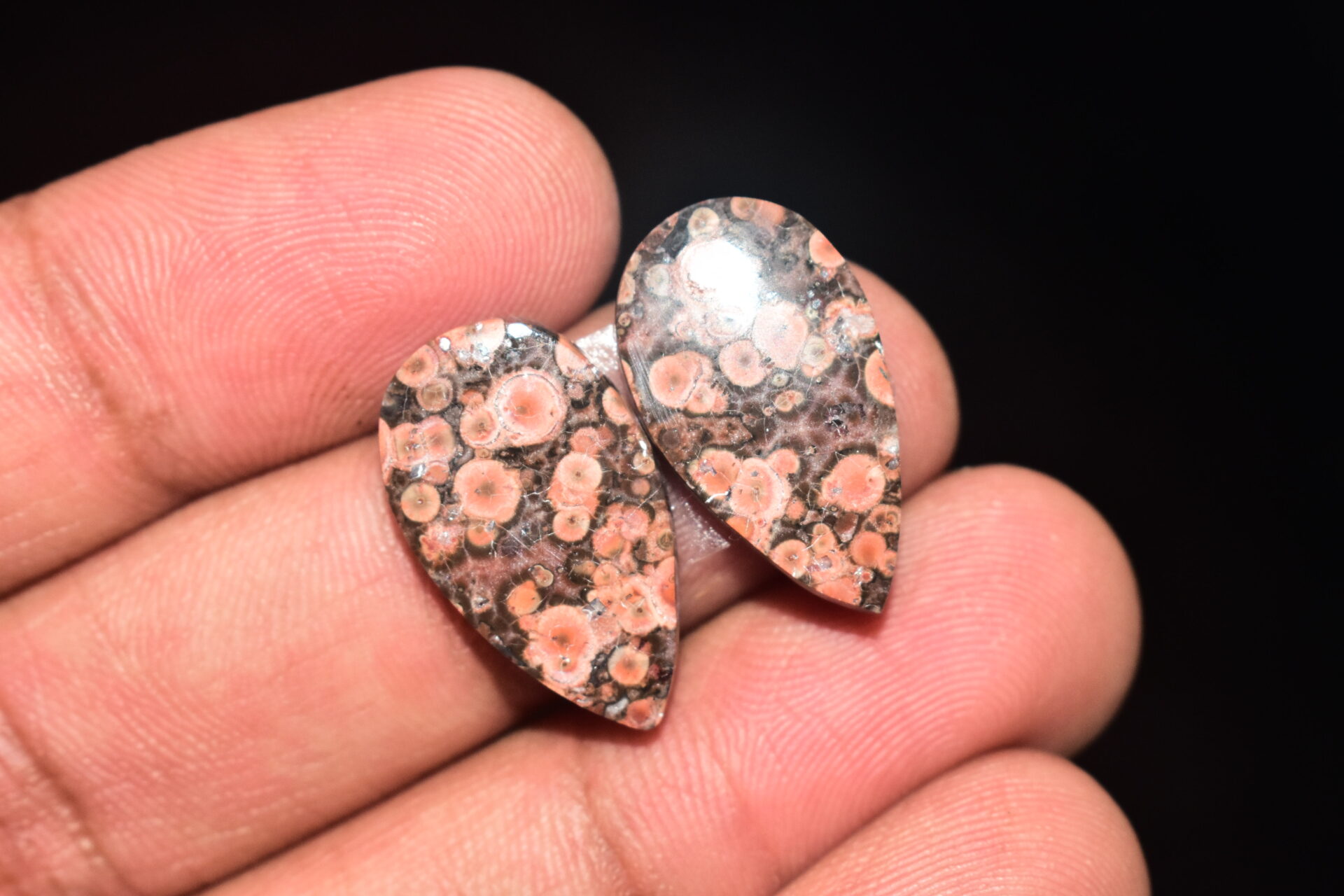 Poppy Jasper Pair Cabochon / Poppy Jasper Pair Gemstone / For Earrings / Pear Shape / 14.50 Ct. / 22x12x3 mm. Loose Gemstone / Q-782 - Image 4