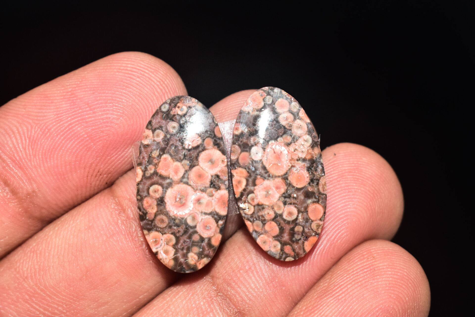 Poppy Jasper Pair Cabochon / Poppy Jasper Pair Gemstone / For Earrings / Oval Shape / 18.50 Ct. / 23x12x4 mm. Loose Gemstone / Q-751 - Image 3