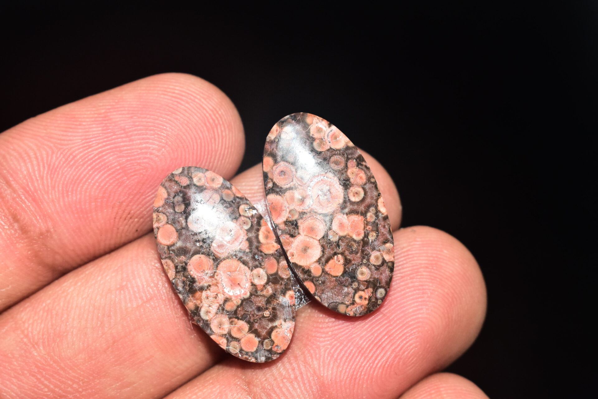 Poppy Jasper Pair Cabochon / Poppy Jasper Pair Gemstone / For Earrings / Oval Shape / 18.50 Ct. / 23x12x4 mm. Loose Gemstone / Q-751 - Image 4