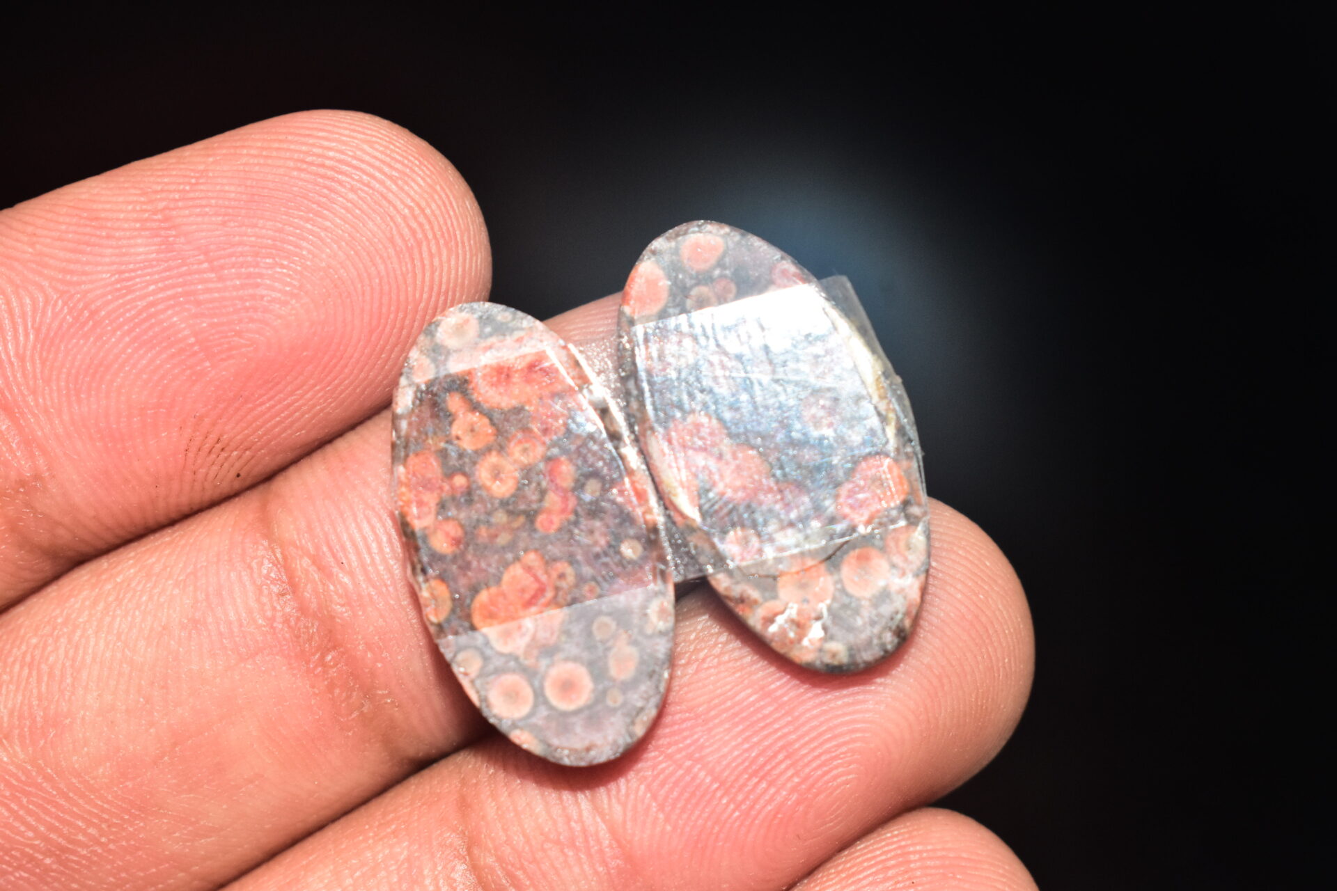 Poppy Jasper Pair Cabochon / Poppy Jasper Pair Gemstone / For Earrings / Oval Shape / 18.50 Ct. / 23x12x4 mm. Loose Gemstone / Q-751 - Image 5