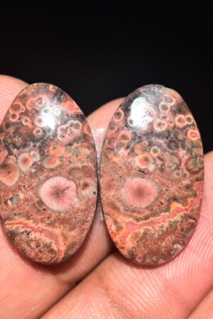 Poppy Jasper Pair Cabochon / Poppy Jasper Pair Gemstone / For Earrings / Oval Shape / 18.75 Ct. / 25x13x4 mm. Loose Gemstone / Q-764