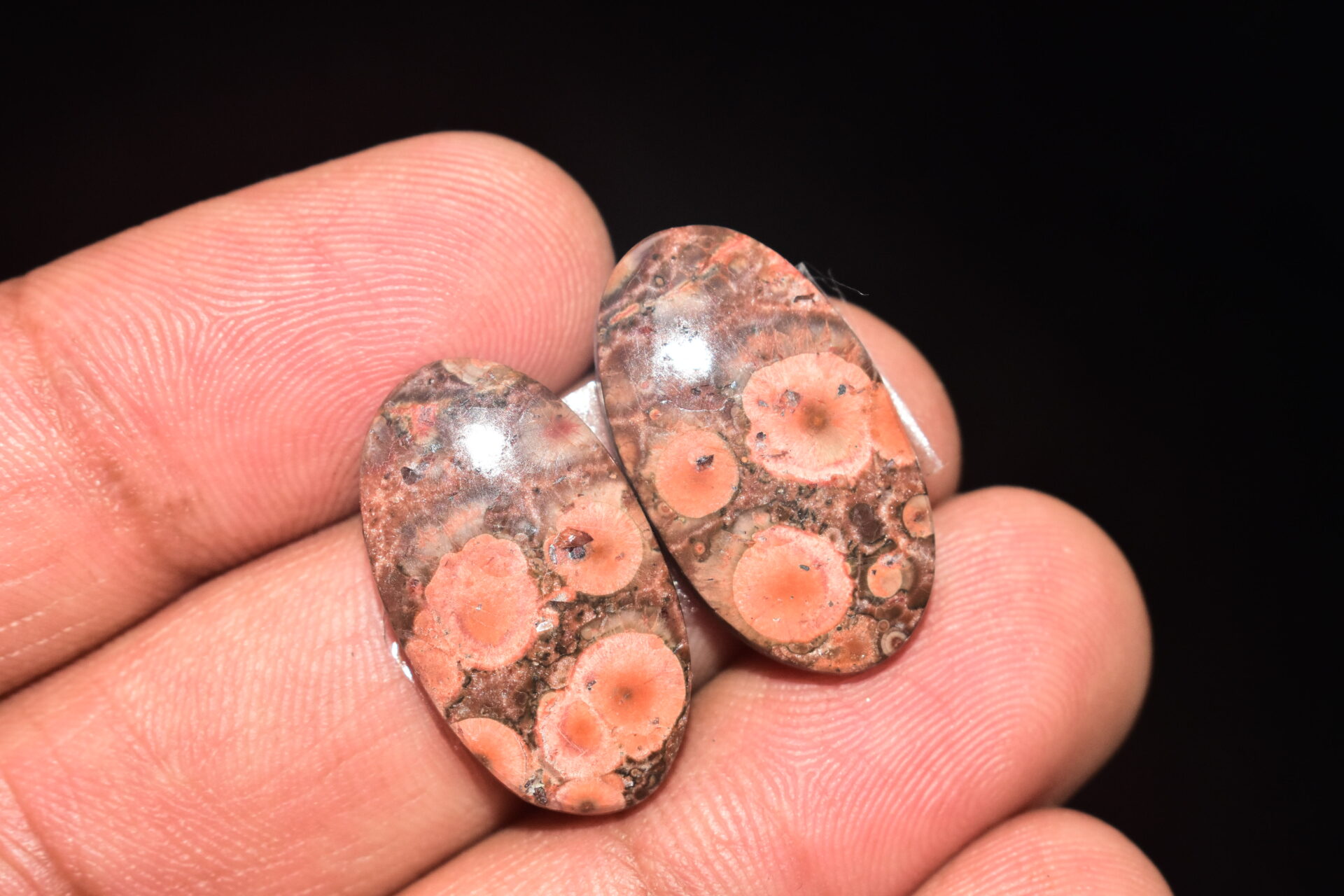 Poppy Jasper Pair Cabochon / Poppy Jasper Pair Gemstone / For Earrings / Oval Shape / 22.55 Ct. / 24x13x4 mm. Loose Gemstone / Q-755 - Image 4