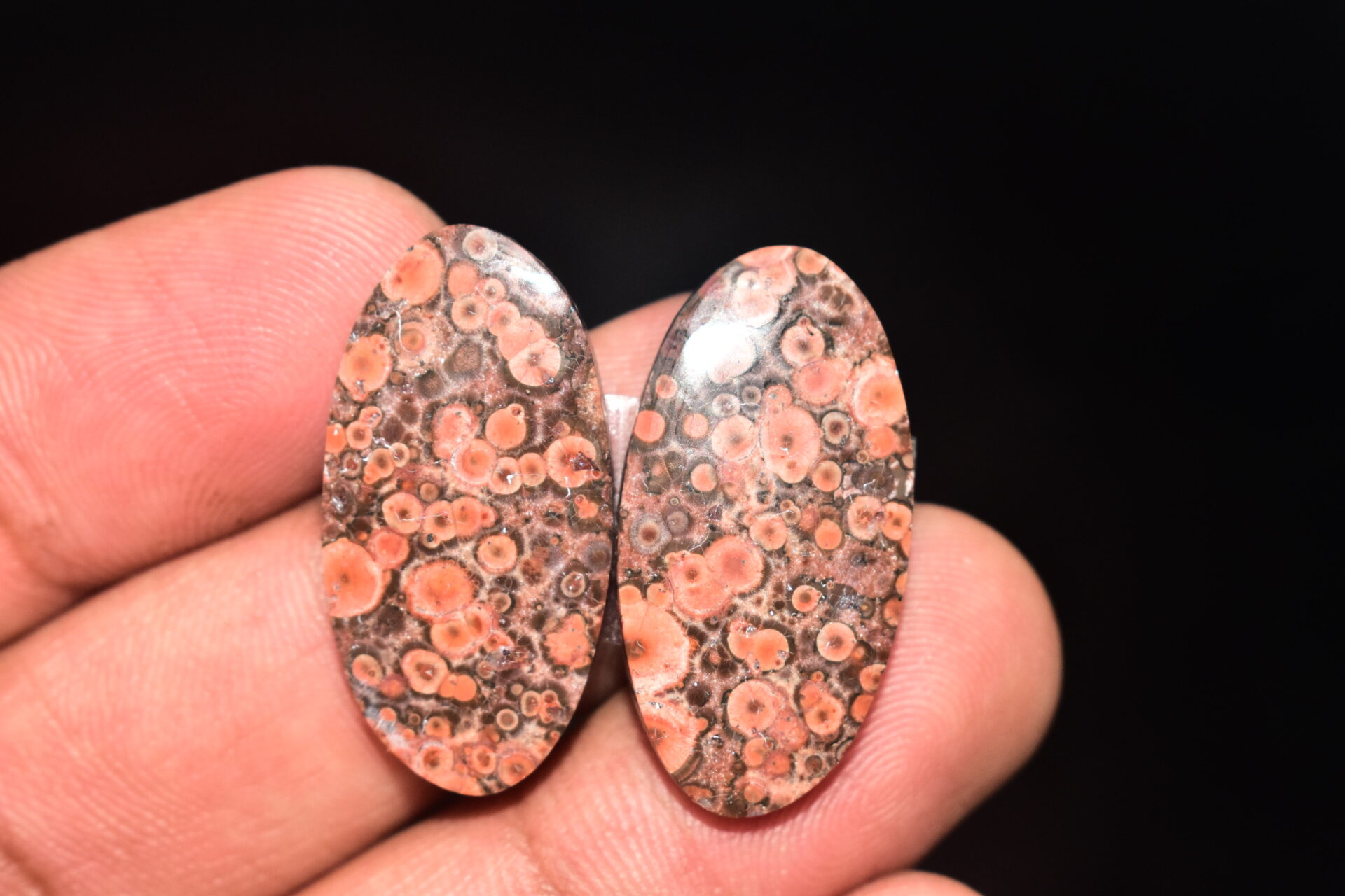 Poppy Jasper Pair Cabochon / Poppy Jasper Pair Gemstone / For Earrings / Oval Shape / 26.20 Ct. / 28x14x4 mm. Loose Gemstone / Q-768 - Image 3