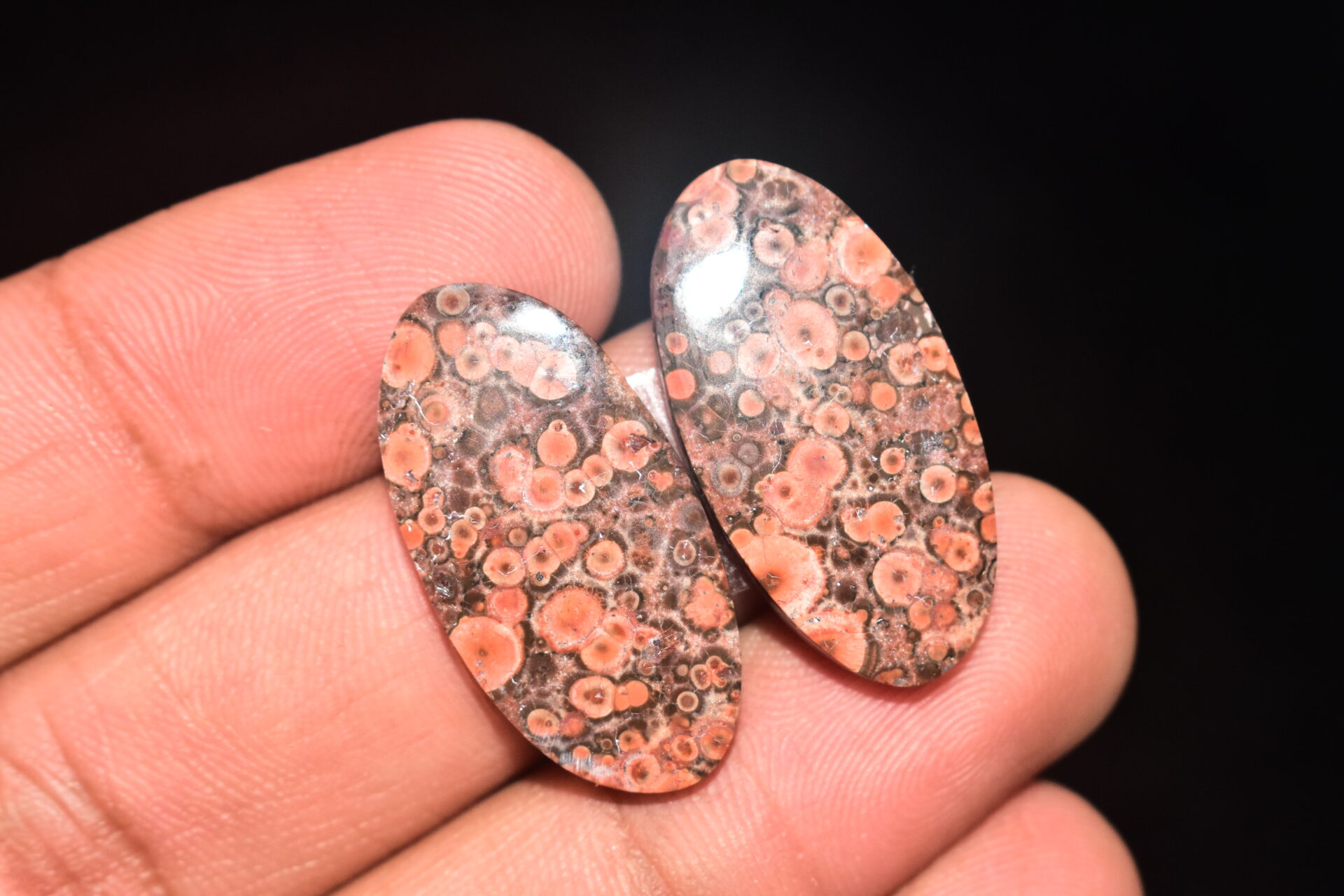 Poppy Jasper Pair Cabochon / Poppy Jasper Pair Gemstone / For Earrings / Oval Shape / 26.20 Ct. / 28x14x4 mm. Loose Gemstone / Q-768 - Image 4