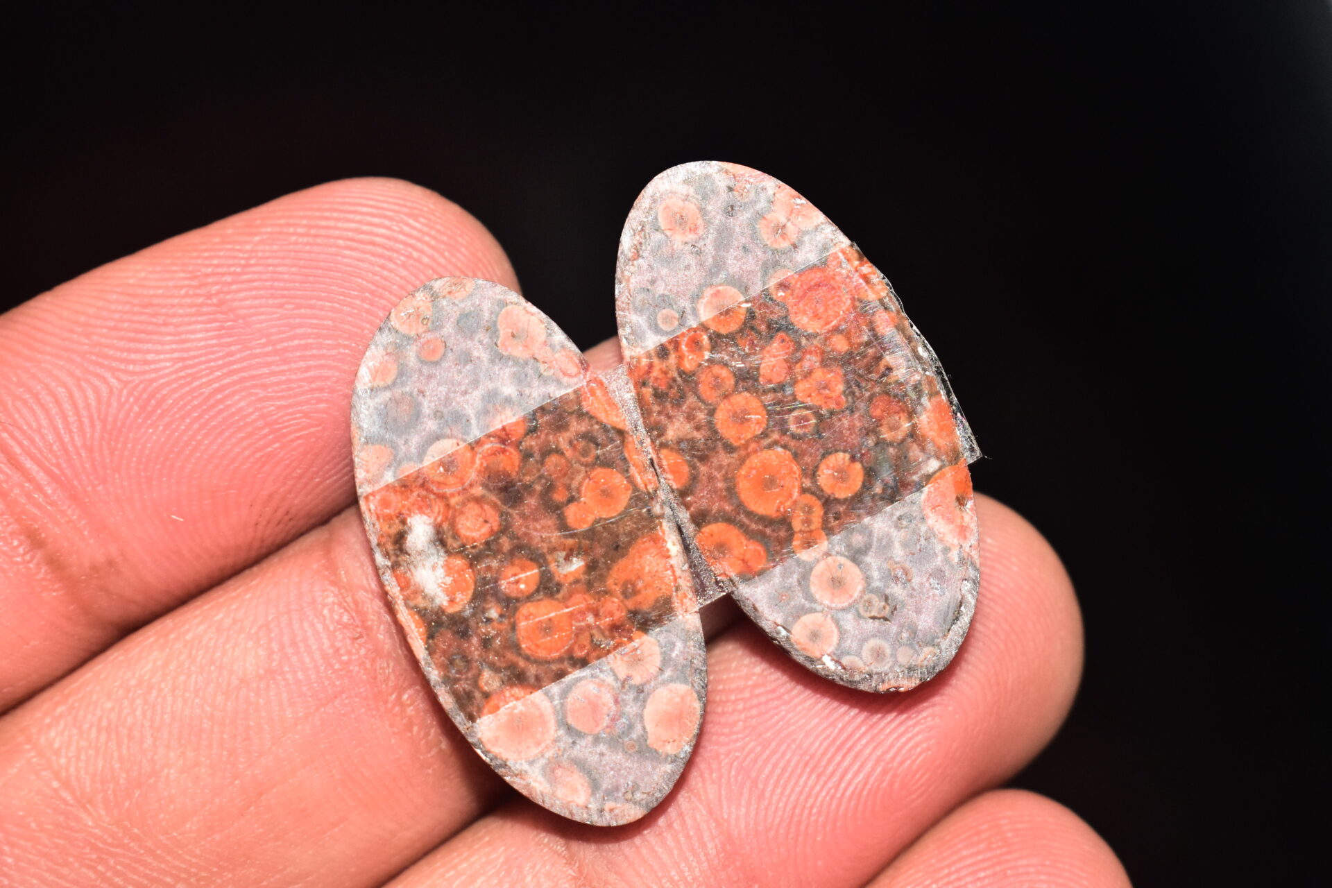 Poppy Jasper Pair Cabochon / Poppy Jasper Pair Gemstone / For Earrings / Oval Shape / 26.20 Ct. / 28x14x4 mm. Loose Gemstone / Q-768 - Image 5