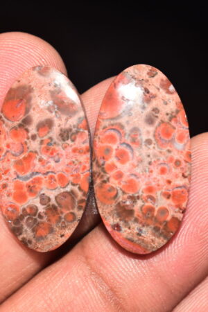 Poppy Jasper Pair Cabochon / Poppy Jasper Pair Gemstone / For Earrings / Oval Shape / 25.00 Ct. / 27x14x4 mm. Loose Gemstone / Q-765